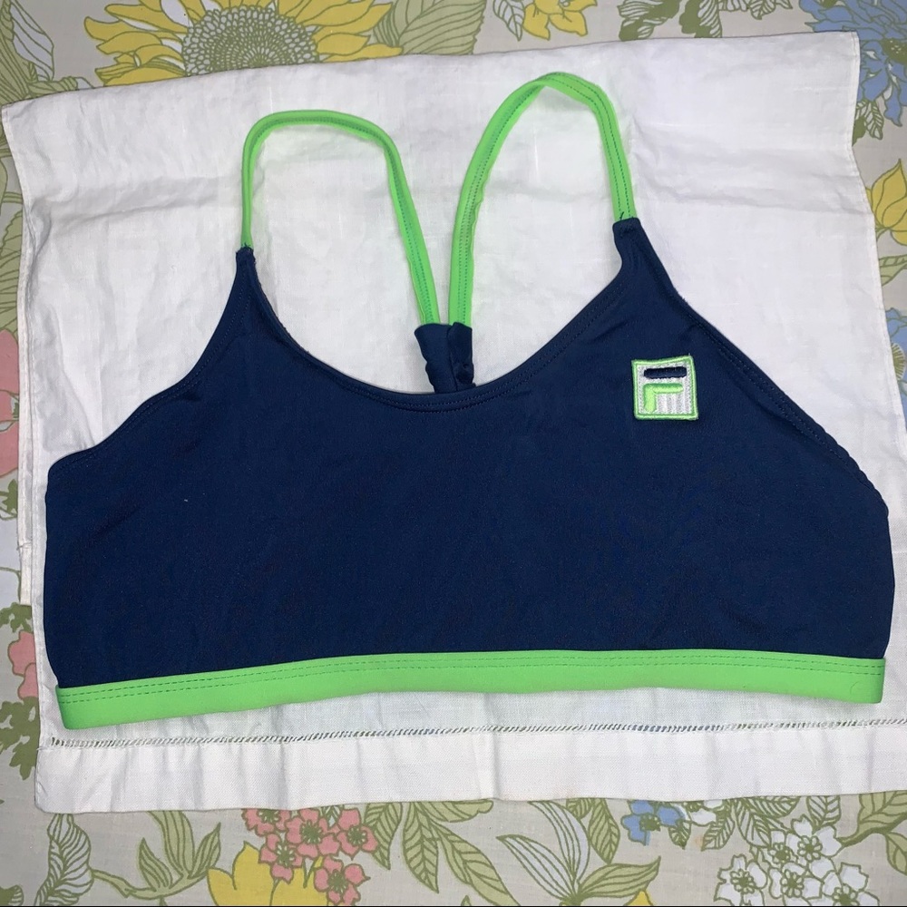 Girls FILA Blue & Lime Green Tankini Size 16
